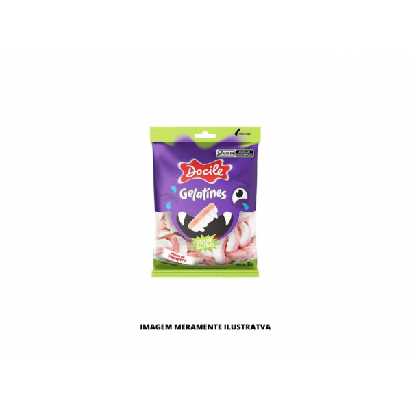 BALA - DOCILE - 80g GELATINA DENTES DE VAMPIRO CITRICOS